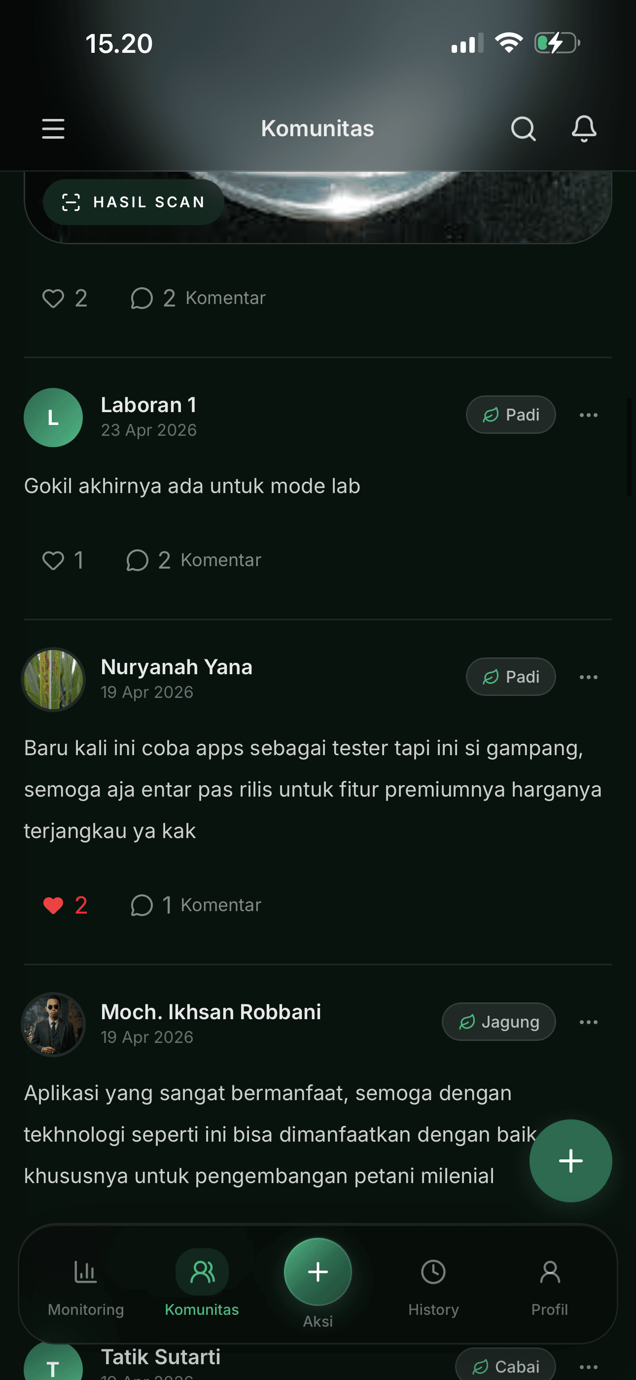 Screenshot fitur komunitas (Left)